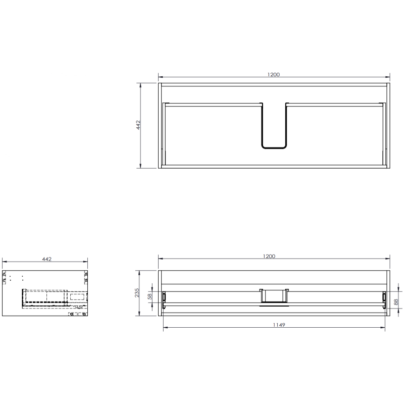 Mexen Rivel vonios spintelė 120 cm su Otis praustuvu, 1 stalčius, rifliuotas, baltas matinis - 91A20-12023-1-BF01-W18M01