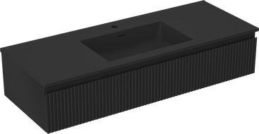Mexen Rivel vonios spintelė 120 cm su Otis praustuvu, 1 stalčius, rifliuotas, juodas matinis - 91A20-12023-1-BF71-W18M71