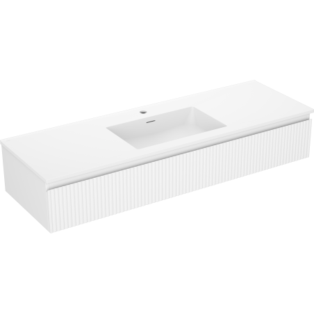 Mexen Rivel vonios kambario spintelė 140 cm su praustuvu Otis, 1 stalčius, rifliuota, balta matinė - 91A20-14023-1-BF01-W18M01