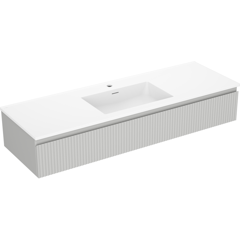 Mexen Rivel vonios spintelė 140 cm su praustuvu Otis, 1 stalčius, rifliuota, pilka matinė/balta matinė