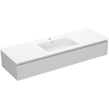 Mexen Rivel vonios spintelė 140 cm su praustuvu Otis, 1 stalčius, rifliuota, pilka matinė/balta matinė