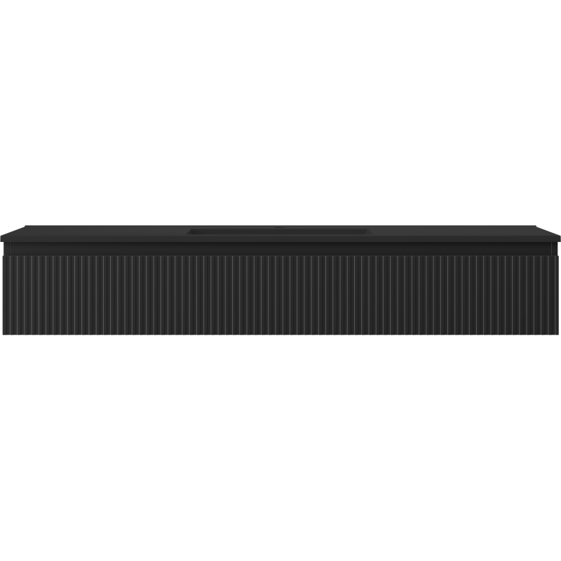 Mexen Rivel vonios spintelė 140 cm su Otis praustuvu, 1 stalčius, briaunuota, juoda matinė - 91A20-14023-1-BF71-W18M71