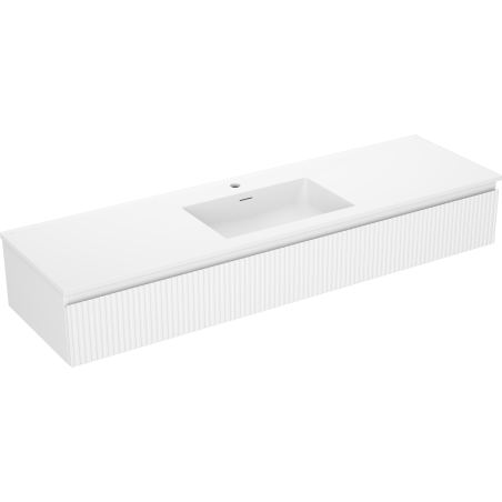 Mexen Rivel 160 cm vonios spintelė su kriaukle Otis, 1 stalčius, rifliuotas, baltas matinis - 91A20-16023-1-BF01-W18M01