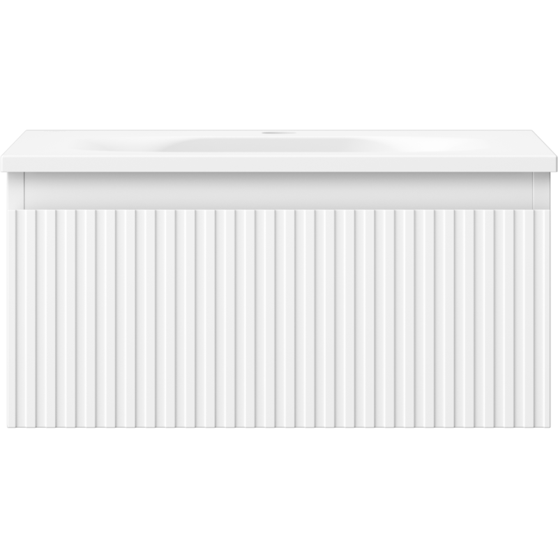 Mexen Rivel vonios spintelė 50 cm su praustuvu Vela, 1 stalčius, grioveliai, balta matinė - 91A20-05023-1-BF01-W23M01