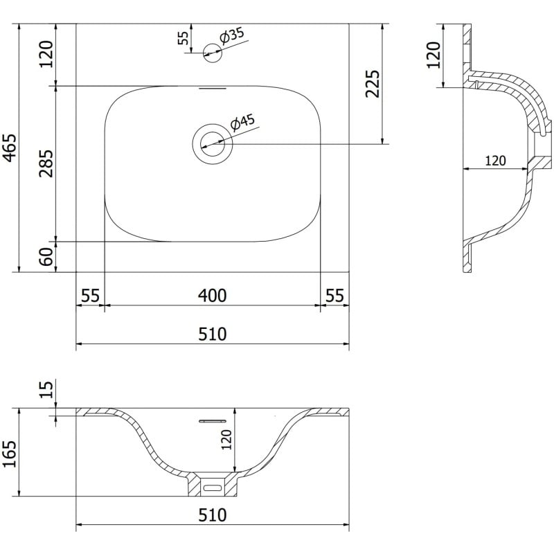 Mexen Rivel vonios spintelė 50 cm su Vela kriaukle, 1 stalčius, rifliuotas, pilka matinė/balta matinė