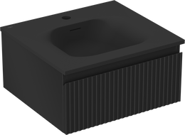 Mexen Rivel vonios spintelė 50 cm su praustuvu Vela, 1 stalčius, rifliuotas, juoda matinė - 91A20-05023-1-BF71-W23M71