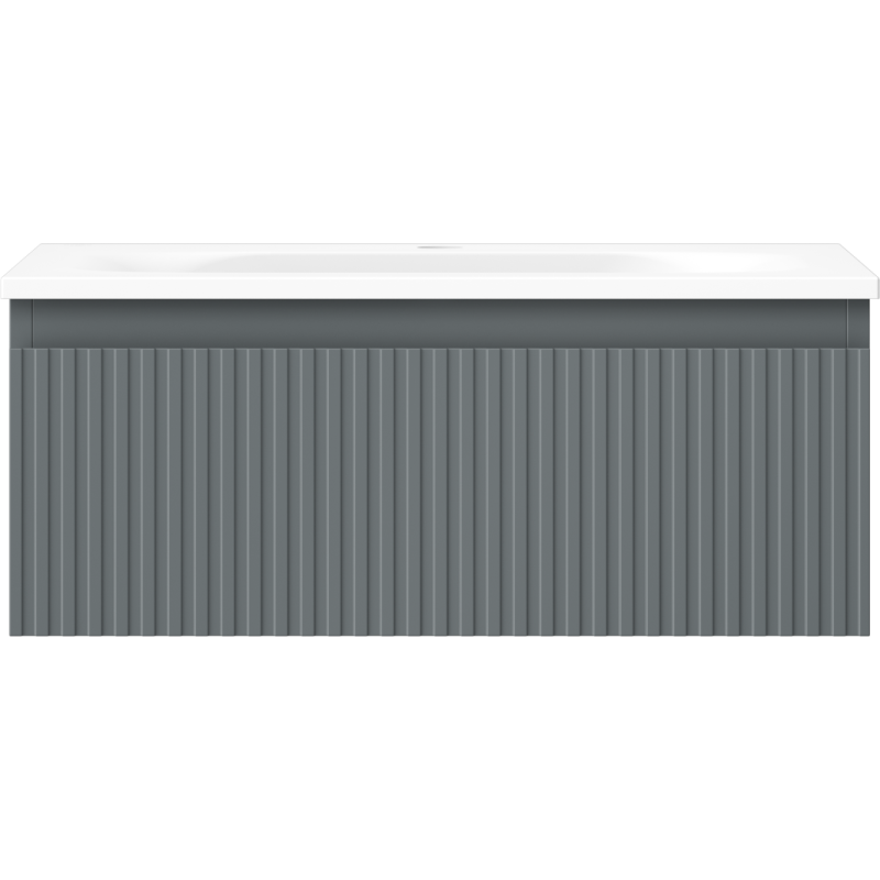 Mexen Rivel vonios spintelė 60 cm su praustuvu Vela, 1 stalčius, rifliuota, grafito matinė/ balta matinė