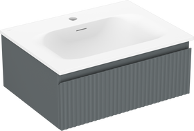 Mexen Rivel vonios spintelė 60 cm su praustuvu Vela, 1 stalčius, rifliuota, grafito matinė/ balta matinė