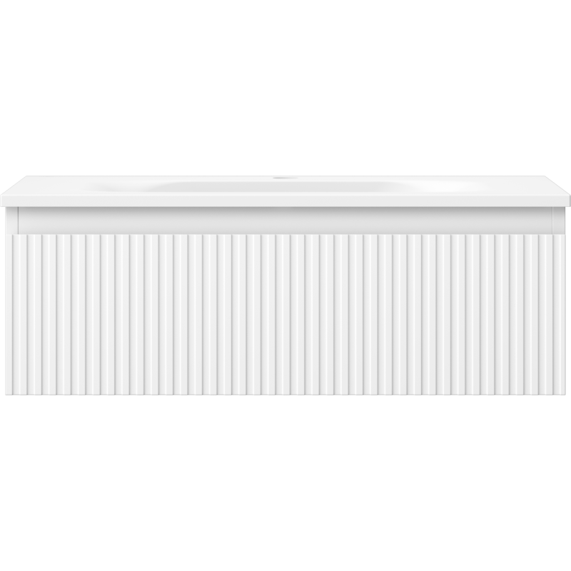 Mexen Rivel vonios kambario spintelė 70 cm su praustuvu Vela, 1 stalčius, rifliuotas, balta matinė - 91A20-07023-1-BF01-W23M01