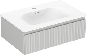Mexen Rivel vonios spintelė 70 cm su praustuvu Vela, 1 stalčius, grioveliuotas, pilka matinė / balta matinė