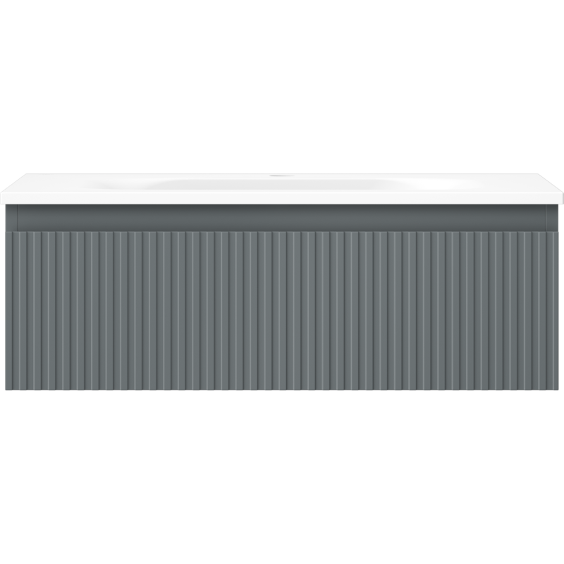 Mexen Rivel vonios kambario spintelė 70 cm su kriaukle Vela, 1 stalčius, rifliuota, grafito matinė/balta matinė