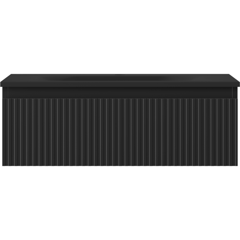 Mexen Rivel vonios kambario spintelė 70 cm su Vela praustuvu, 1 stalčius, rifliuota, juoda matinė - 91A20-07023-1-BF71-W23M71