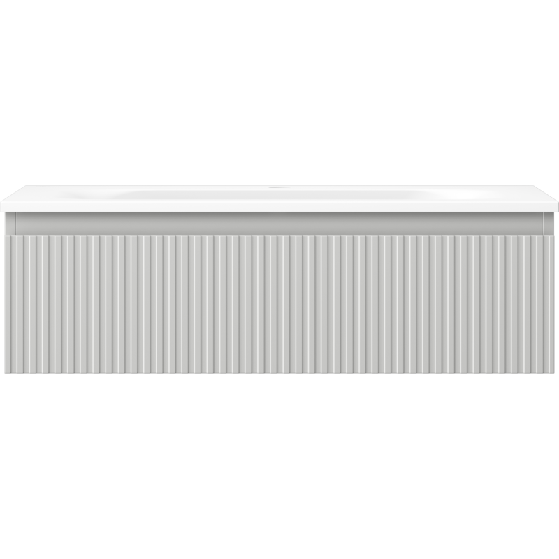 Mexen Rivel vonios spintelė 80 cm su kriaukle Vela, 1 stalčius, rifliuota, pilka matinė/balta matinė