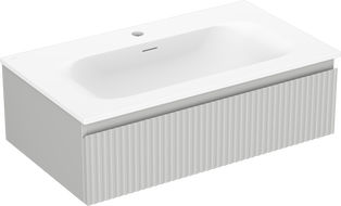 Mexen Rivel vonios spintelė 80 cm su kriaukle Vela, 1 stalčius, rifliuota, pilka matinė/balta matinė