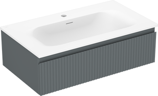 Mexen Rivel vonios spintelė 80 cm su praustuvu Vela, 1 stalčius, rifliuota, grafito matinė/balta matinė