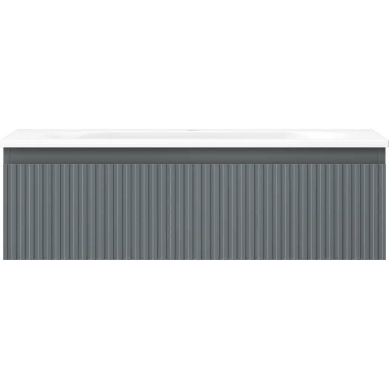 Mexen Rivel vonios spintelė 80 cm su praustuvu Vela, 1 stalčius, rifliuota, grafito matinė/balta matinė