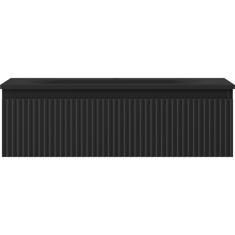 Mexen Rivel vonios kambario spintelė 80 cm su kriaukle Vela, 1 stalčius, grioveliais, juoda matinė - 91A20-08023-1-BF71-W23M71