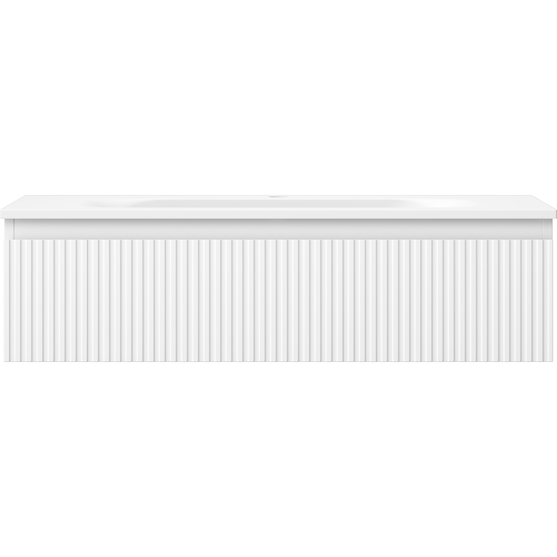 Mexen Rivel vonios kambario spintelė 90 cm su kriaukle Vela, 1 stalčius, rifliuotas, balta matinė - 91A20-09023-1-BF01-W23M01