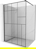 Mexen Kioto dušo siena Walk-in 120 x 200 cm, juodasis raštas 8 mm, juoda - 800-120-101-70-78
