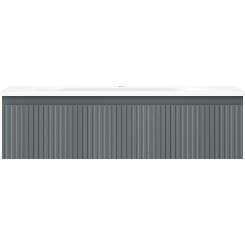 Mexen Rivel vonios spintelė 90 cm su Vela praustuvu, 1 stalčius, gofruota, grafitas matinis/balta matinė