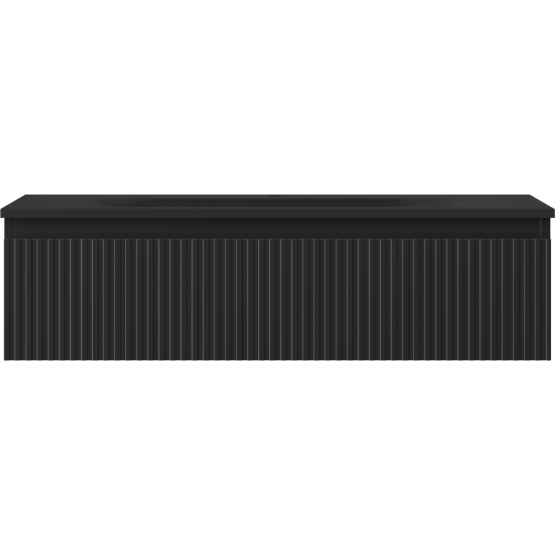 Mexen Rivel vonios spintelė 90 cm su praustuvu Vela, 1 stalčius, grioveliuota, juoda matinė - 91A20-09023-1-BF71-W23M71