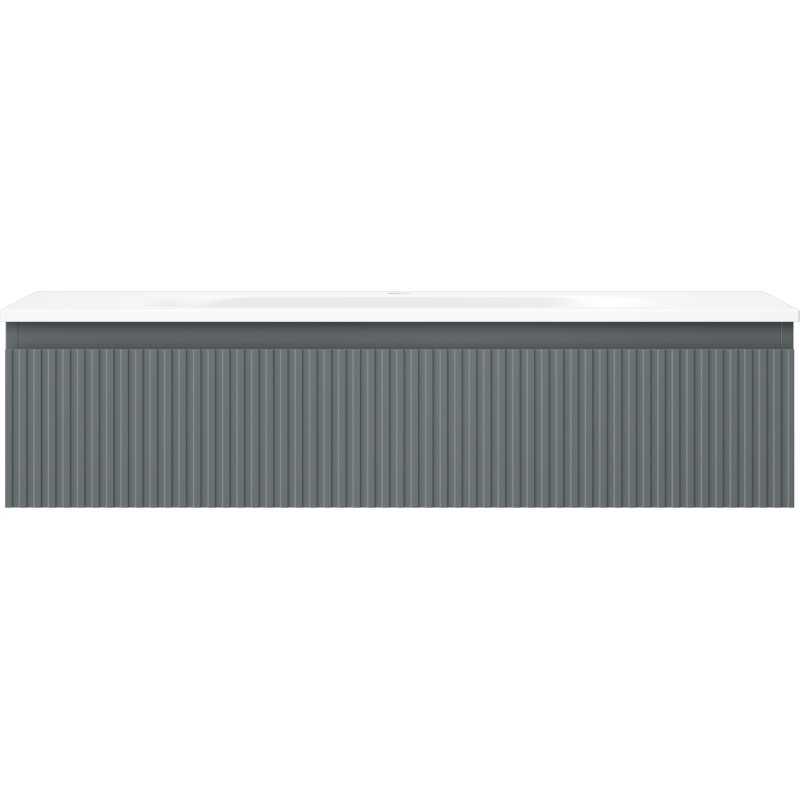 Mexen Rivel 100 cm pločio vonios spintelė su praustuvu Vela, 1 stalčius, rifliuota, grafito mat/balta mat