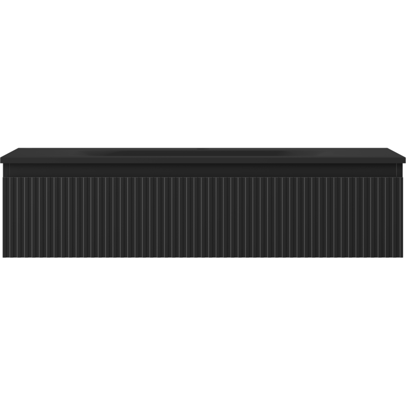 Mexen Rivel vonios spintelė 100 cm su Vela praustuvu, 1 stalčius, rifliuotas, juodas matinis - 91A20-10023-1-BF71-W23M71