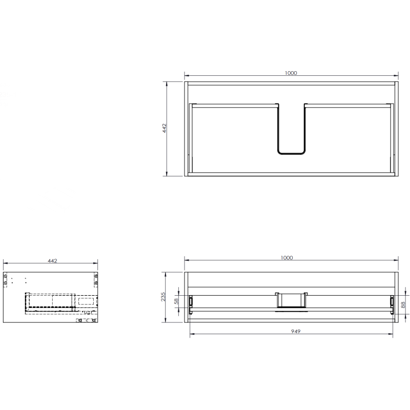 Mexen Rivel vonios spintelė 100 cm su Vela praustuvu, 1 stalčius, rifliuotas, juodas matinis - 91A20-10023-1-BF71-W23M71