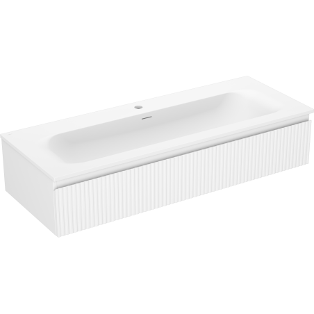 Mexen Rivel vonios kambario spintelė 120 cm su kriaukle Vela, 1 stalčius, rifliuota, balta matinė - 91A20-12023-1-BF01-W23M01