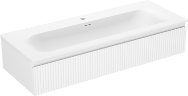 Mexen Rivel vonios kambario spintelė 120 cm su kriaukle Vela, 1 stalčius, rifliuota, balta matinė - 91A20-12023-1-BF01-W23M01