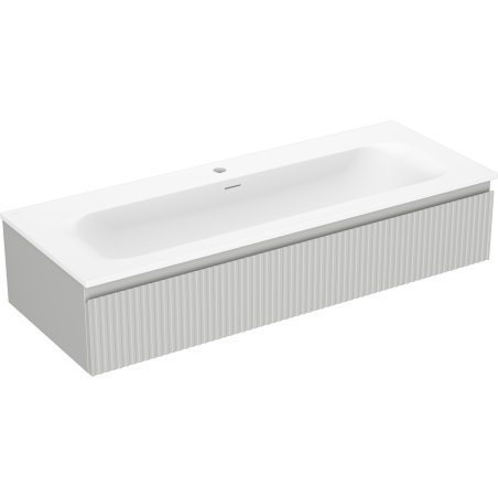 Mexen Rivel vonios spintelė 120 cm su praustuvo Vela, 1 stalčius, rifliuota, pilkas matinis/baltas matinis