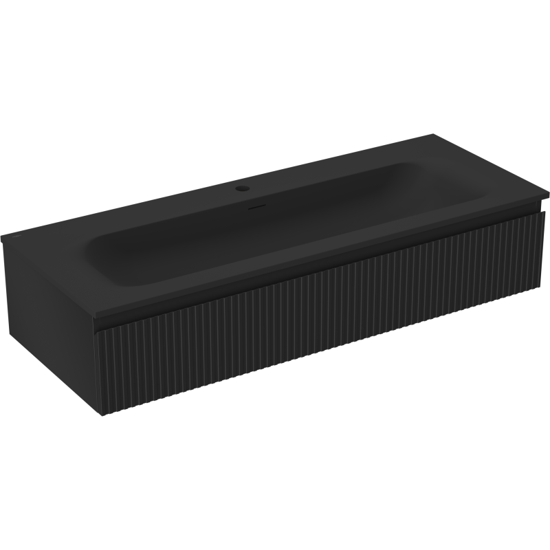 Mexen Rivel vonios spintelė 120 cm su praustuvu Vela, 1 stalčius, rifliuota, juoda matinė - 91A20-12023-1-BF71-W23M71