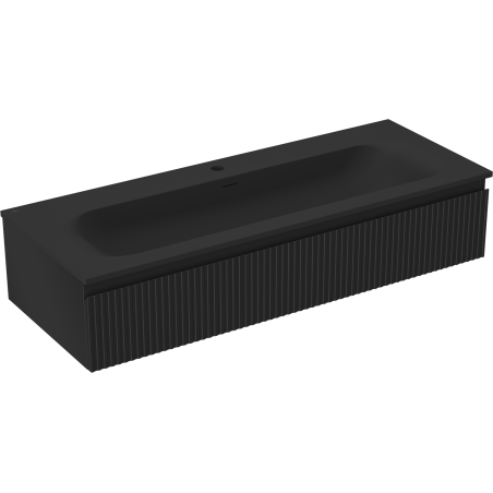 Mexen Rivel vonios spintelė 120 cm su praustuvu Vela, 1 stalčius, rifliuota, juoda matinė - 91A20-12023-1-BF71-W23M71