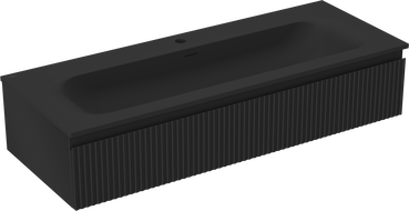 Mexen Rivel vonios spintelė 120 cm su praustuvu Vela, 1 stalčius, rifliuota, juoda matinė - 91A20-12023-1-BF71-W23M71