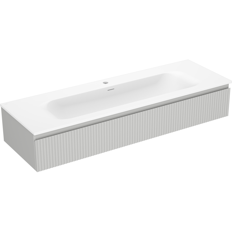 Mexen Rivel vonios spintele 140 cm su kriaukle Vela, 1 stalčius, grioveliais, pilka matinė/balta matinė