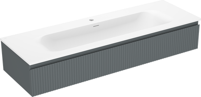 Mexen Rivel vonios spintelė 140 cm su praustuvu Vela, 1 stalčius, briaunuota, grafito matinė/balta matinė -