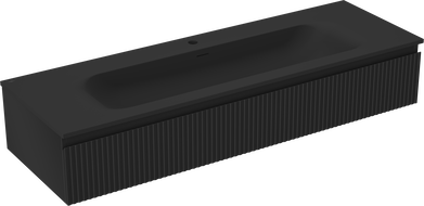 Mexen Rivel vonios kambario spintelė 140 cm su praustuvu Vela, 1 stalčius, rifliuota, juoda matinė - 91A20-14023-1-BF71-W23M71