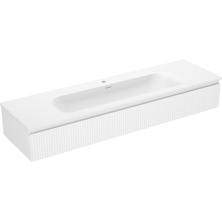 Mexen Rivel vonios kambario spintelė 160 cm su kriaukle Vela, 1 stalčius, rifliuota, balta matinė - 91A20-16023-1-BF01-W23M01