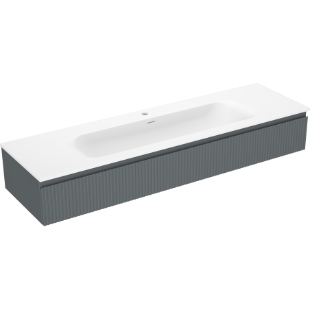 Mexen Rivel vonios kambario spintelė 160 cm su praustuvu Vela, 1 stalčius, grioveliais, grafito mat/balta mat -