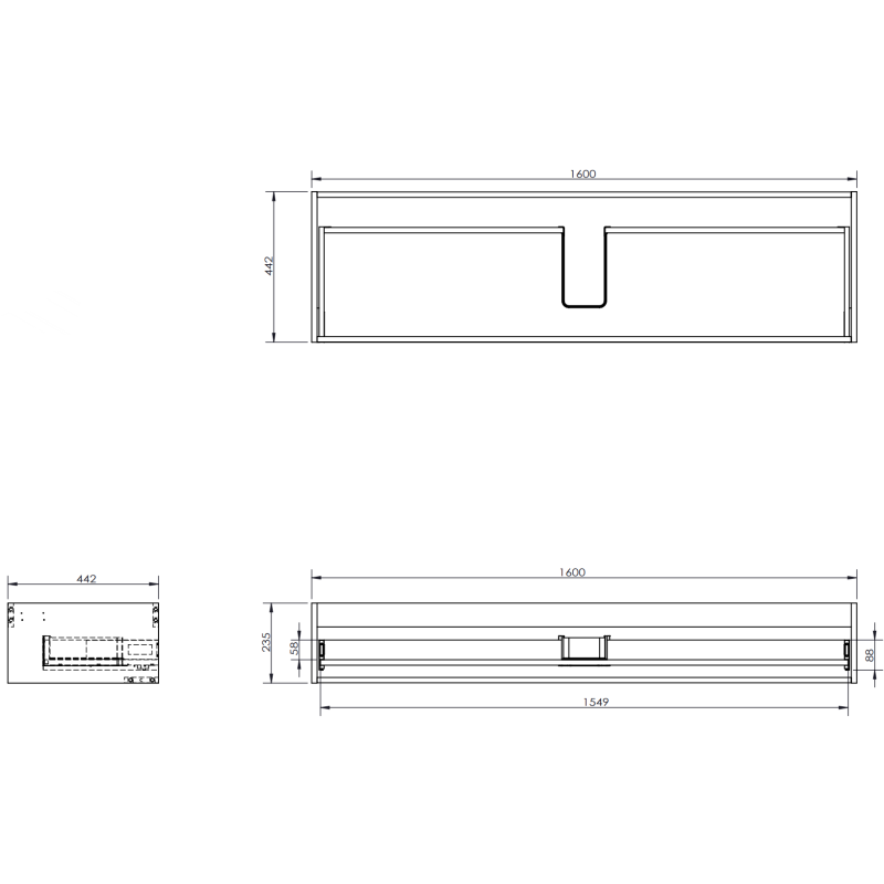 Mexen Rivel vonios spintelė su praustuvu Vela, 160 cm, 1 stalčius, rifliuota, juoda matinė - 91A20-16023-1-BF71-W23M71