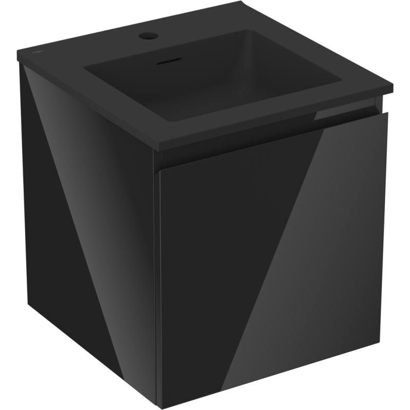 Mexen Orio vonios spintelė 45 cm su Otis praustuvu, 1 stalčius, juoda blizgi/juoda matinė - 91A10-04547-1-BF70-W18M71