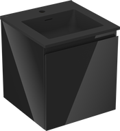 Mexen Orio vonios spintelė 45 cm su Otis praustuvu, 1 stalčius, juoda blizgi/juoda matinė - 91A10-04547-1-BF70-W18M71