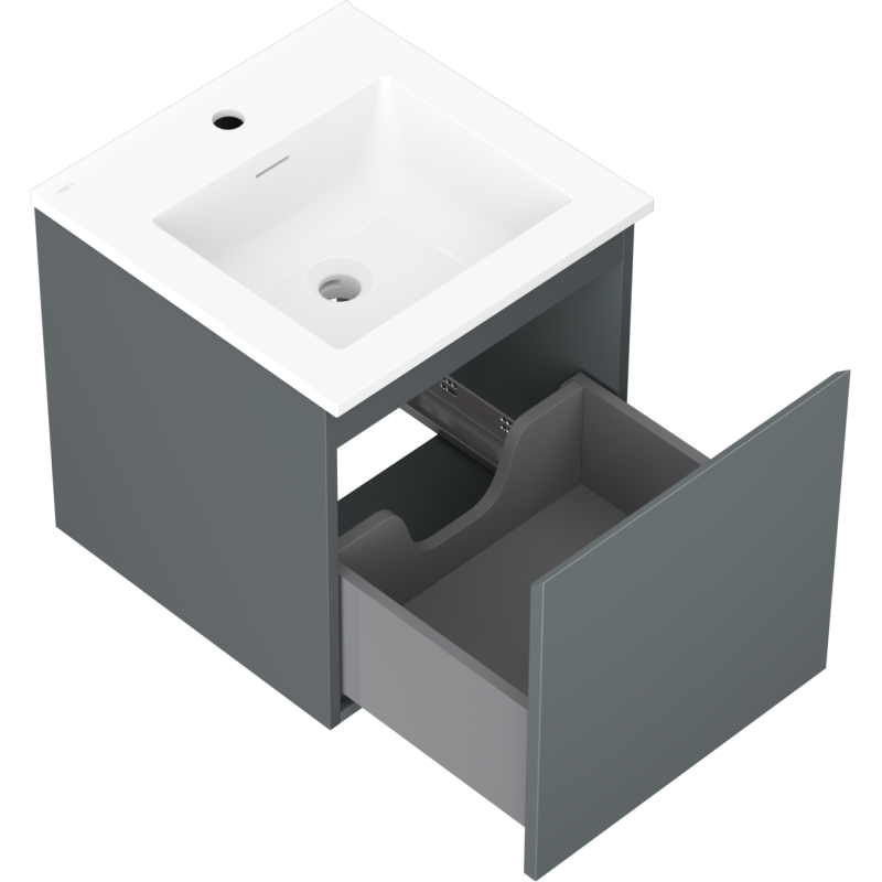 Mexen Orio vonios spintelė 45 cm su kriaukle Otis, 1 stalčius, matinė grafito/balta matinė - 91A10-04547-1-BF66-W18M01