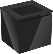 Mexen Orio vonios spintelė 50 cm su praustuvu Otis, 1 stalčius, juoda blizgi/juoda matinė - 91A10-05047-1-BF70-W18M71