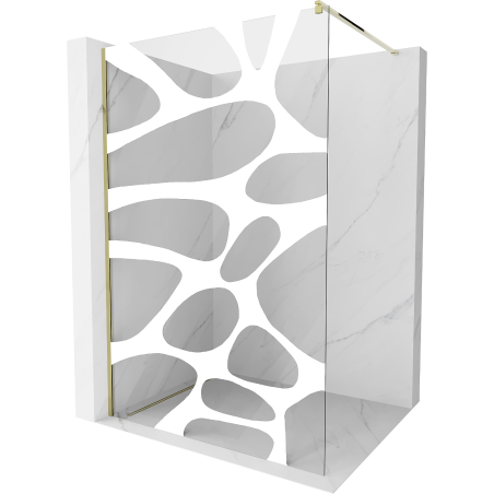 Mexen Kioto Dušo sienelė Walk-in 80 x 200 cm, balta banga 8 mm, auksinė - 800-080-101-50-97