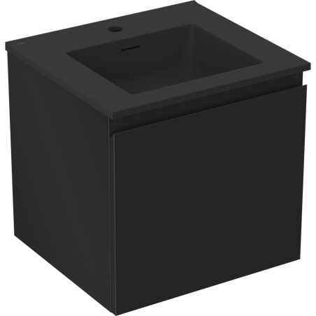 Mexen Orio vonios spintelė 50 cm su Otis praustuvu, 1 stalčius, juoda matinė - 91A10-05047-1-BF71-W18M71