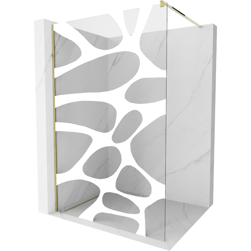 Mexen Kioto dušo siena Walk-in 100 x 200 cm, balta banga 8 mm, auksinė - 800-100-101-50-97