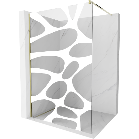 Mexen Kioto dušo siena Walk-in 100 x 200 cm, balta banga 8 mm, auksinė - 800-100-101-50-97