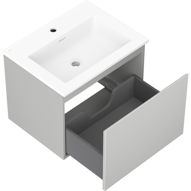 Mexen Orio vonios spintelė 60 cm su Otis kriaukle, 1 stalčius, pilka matinė/balta matinė - 91A10-06047-1-BF62-W18M01