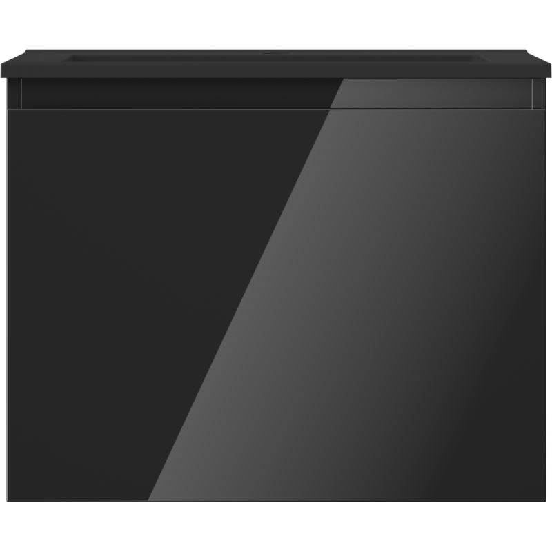 Mexen Orio vonios spintelė 60 cm su praustuvu Otis, 1 stalčius, juodas blizgus/juodas matinis - 91A10-06047-1-BF70-W18M71